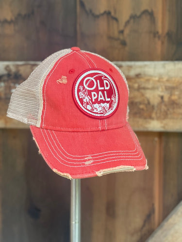 OLD PAL Minnow Bucket Hat- Distressed Red Snapback
